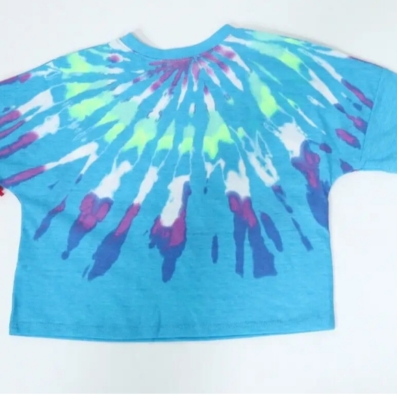 Girls 2 Piece Justic Blue Tie Dye Shorts Tee Outfit Set - Picture 3 of 4
